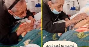 Madre de 102 años se despide de su hijo en hospital de Colombia