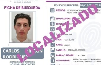 Desactivan ficha de búsqueda tras la localización de Carlos Rincón Rodríguez