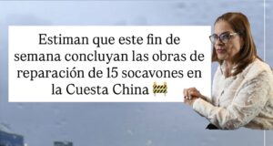 Continúan reparando socavones en la Cuesta China