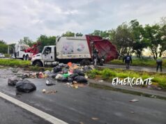 Vuelca camión de basura en el Libramiento Norponiente